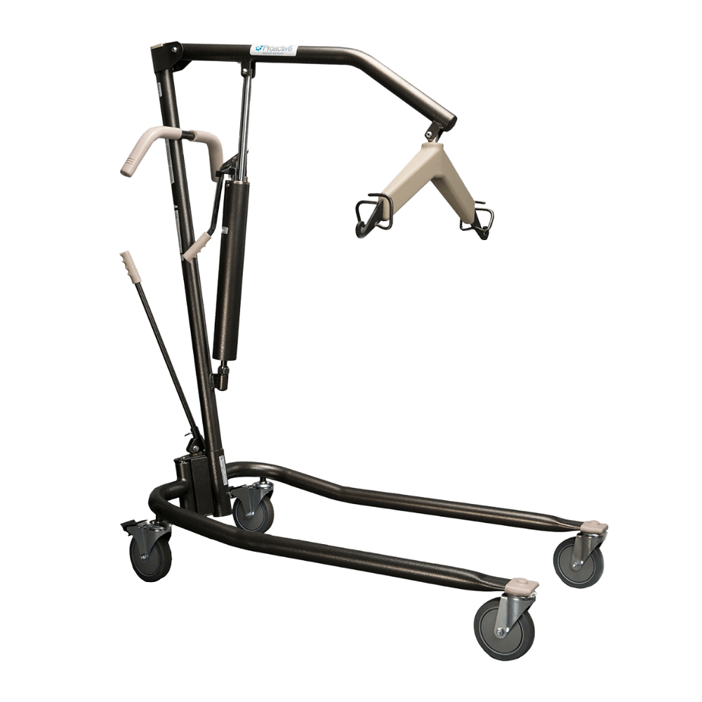 Proactive Medical Protekt Onyx Hydraulic/Manual Patient Lift (450 lbs. Capacity) Lifted - Angled View